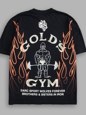 New! Darc Sport Golds Gym tee. On Fire black. Size Oversized Medium.